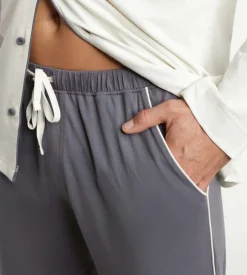 Ensemble pyjama homme pantalon chemise en jersey Gris Foncé Dim Nightwear