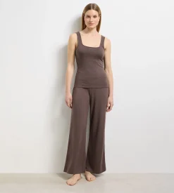 Ensemble pyjama jersey fin marron profond DIM x Ines de la Fressange