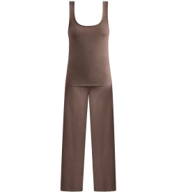 Ensemble pyjama jersey fin marron profond DIM x Ines de la Fressange