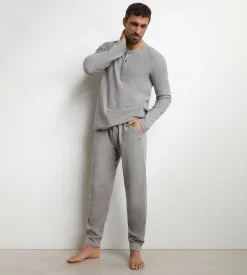 Ensemble pyjama pantalon col serafino en jersey Gris Dim Nightwear