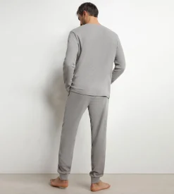 Ensemble pyjama pantalon col serafino en jersey Gris Dim Nightwear
