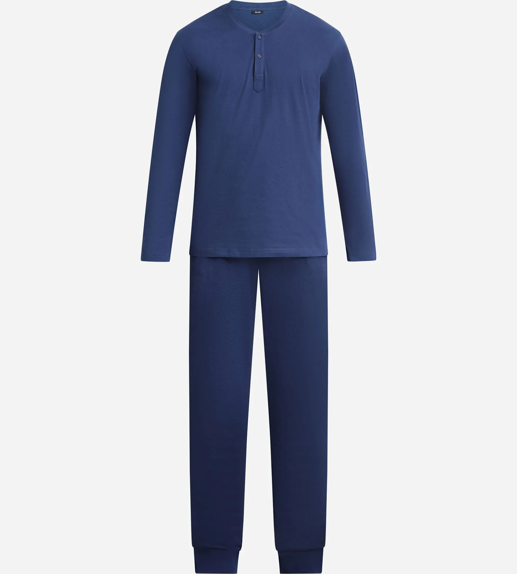 Ensemble pyjama pantalon col serafino en jersey Bleu Nuit Dim Nightwear