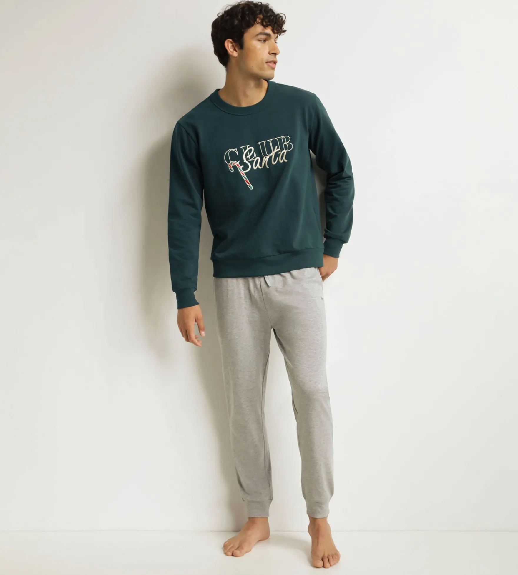 Ensemble pyjama pantalon homme Gris Vert Dim