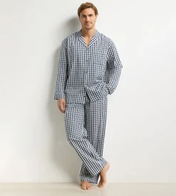 Ensemble pyjama pantalon homme vichy bleu Dim Woven