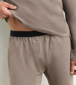 Ensemble pyjama pantalon homme marron mélange Dim Jersey Elastane
