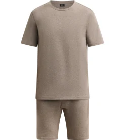 Ensemble pyjama short homme marron mélange Dim Jersey Elastane