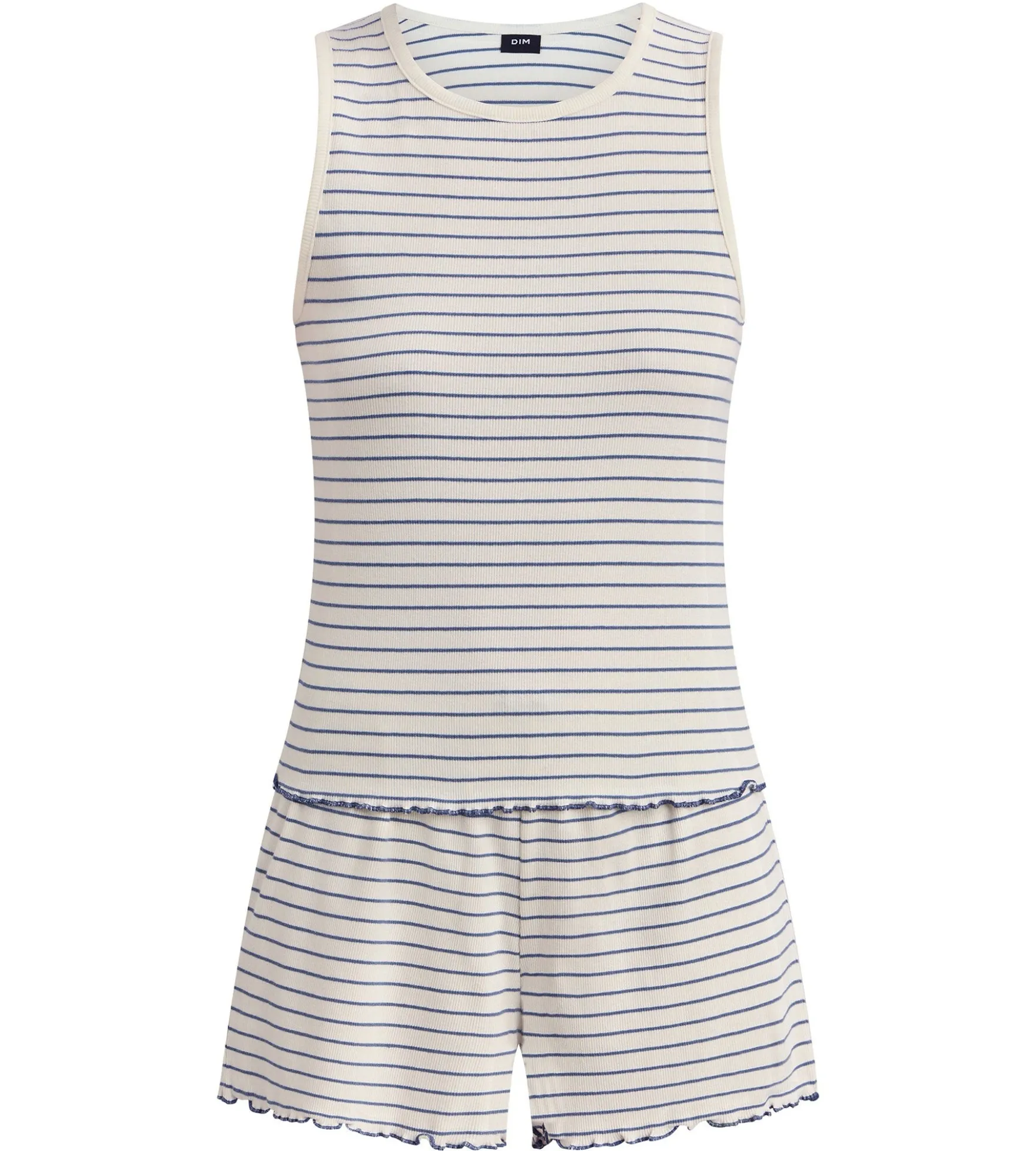 Ensemble pyjama short jersey coton côte rayé Slow Days Fresh Vibes