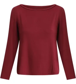 Haut de sport femme à col bateau en viscose Bordeaux Dim Move