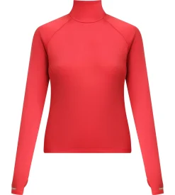 Haut de sport femme à col montant en microfibre Rouge Dim Move