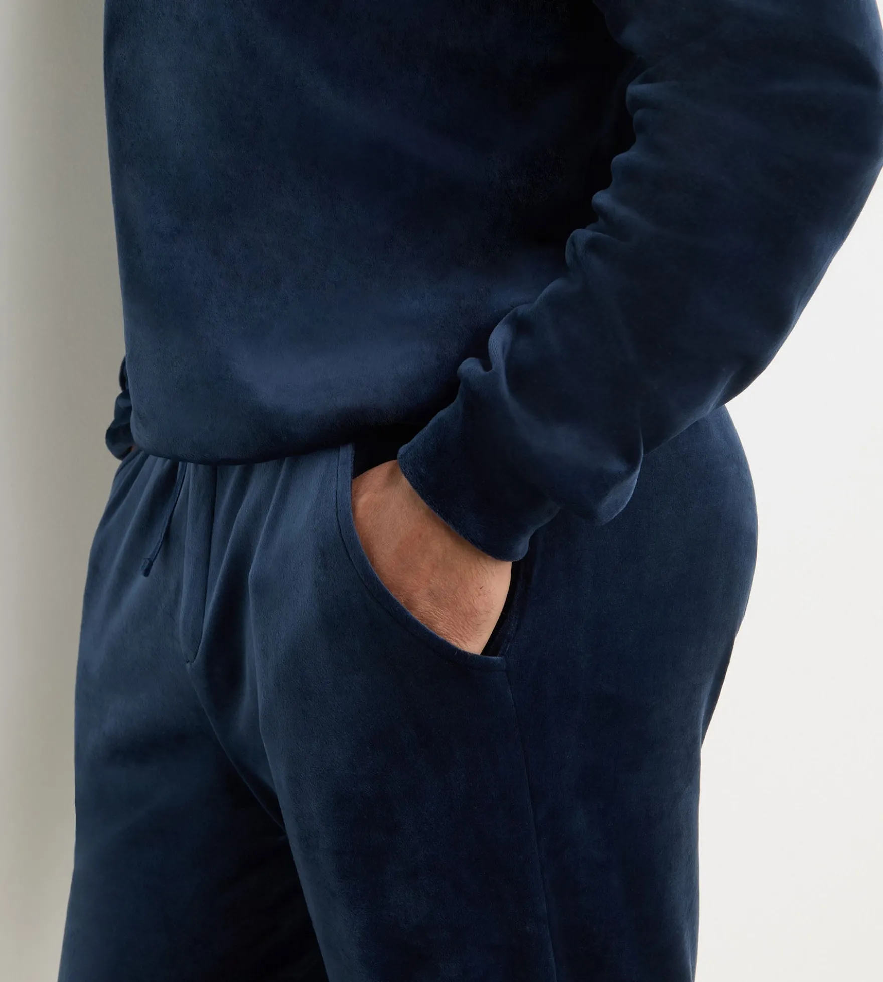 Haut homme manches longues col rond bleu marine Dim Chenille