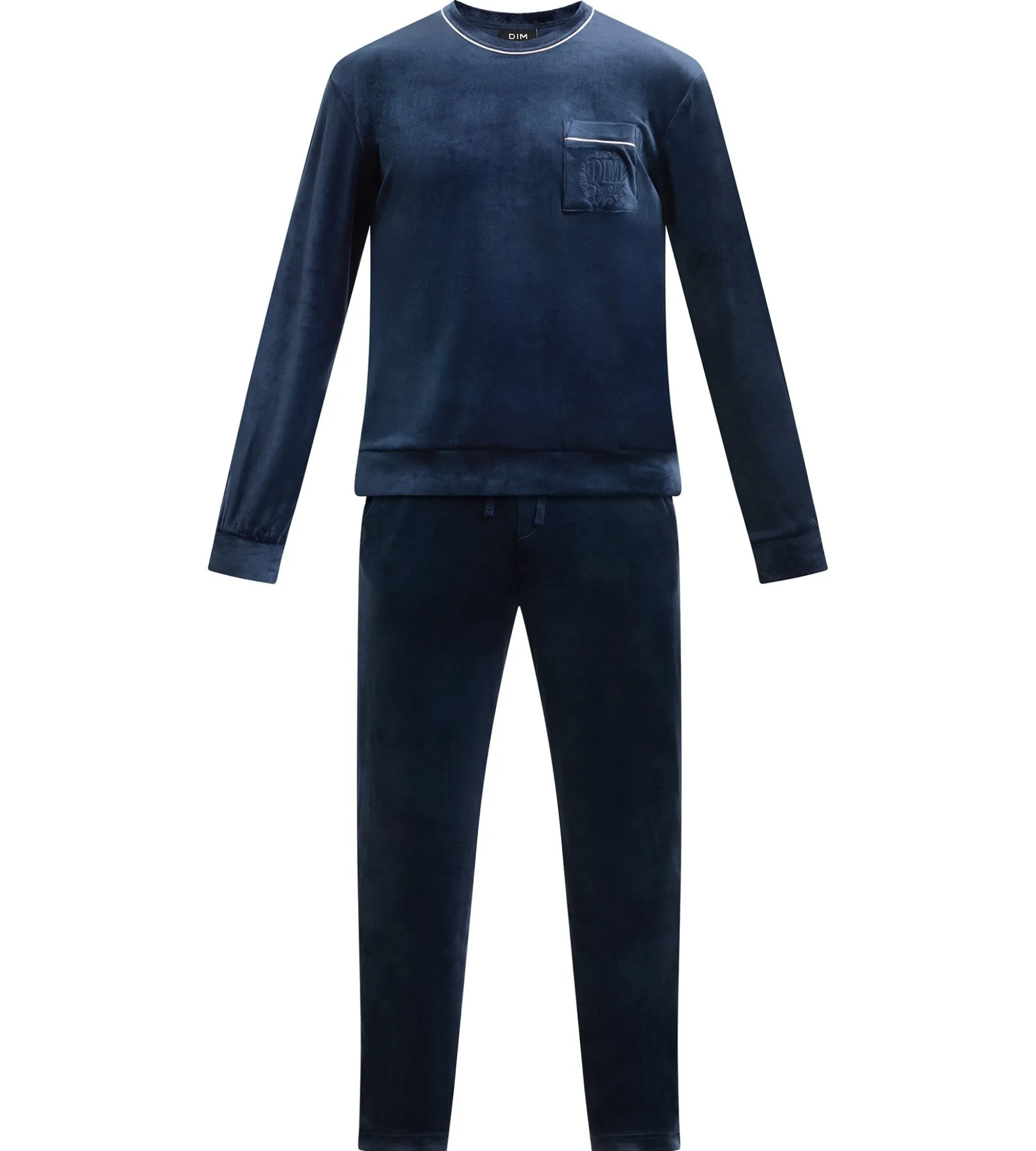 Haut homme manches longues col rond bleu marine Dim Chenille