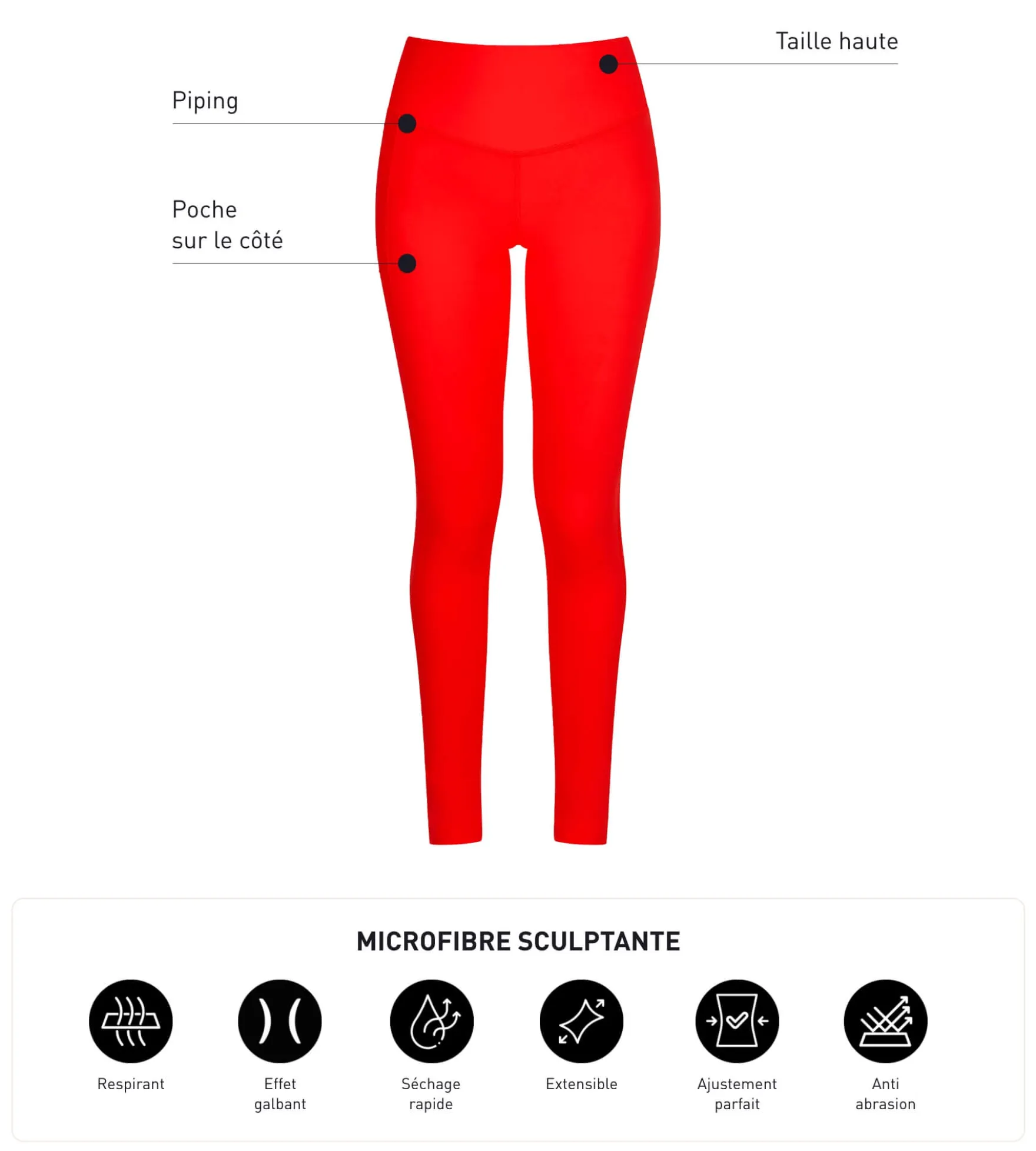 Legging de sport femme en microfibre Orange Dim Move