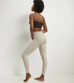 Legging femme Beige en maille côtelée Dim Comfywear