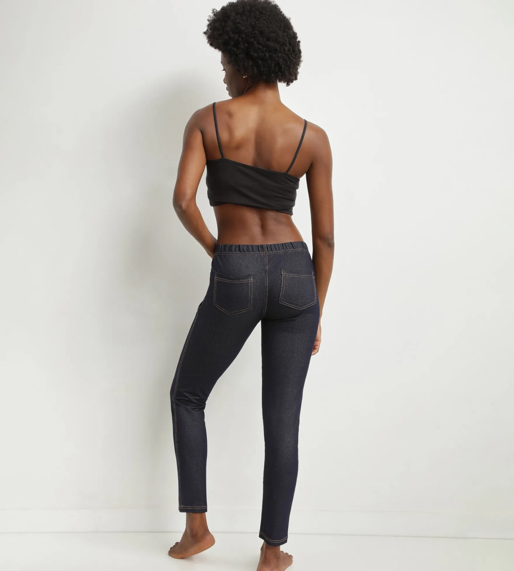 Legging femme effet jean Bleu Marine avec poches Dim Relax & Go