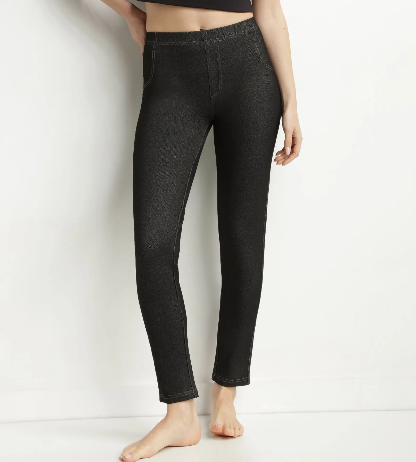 Legging femme effet jean Noir avec poches Dim Relax & Go