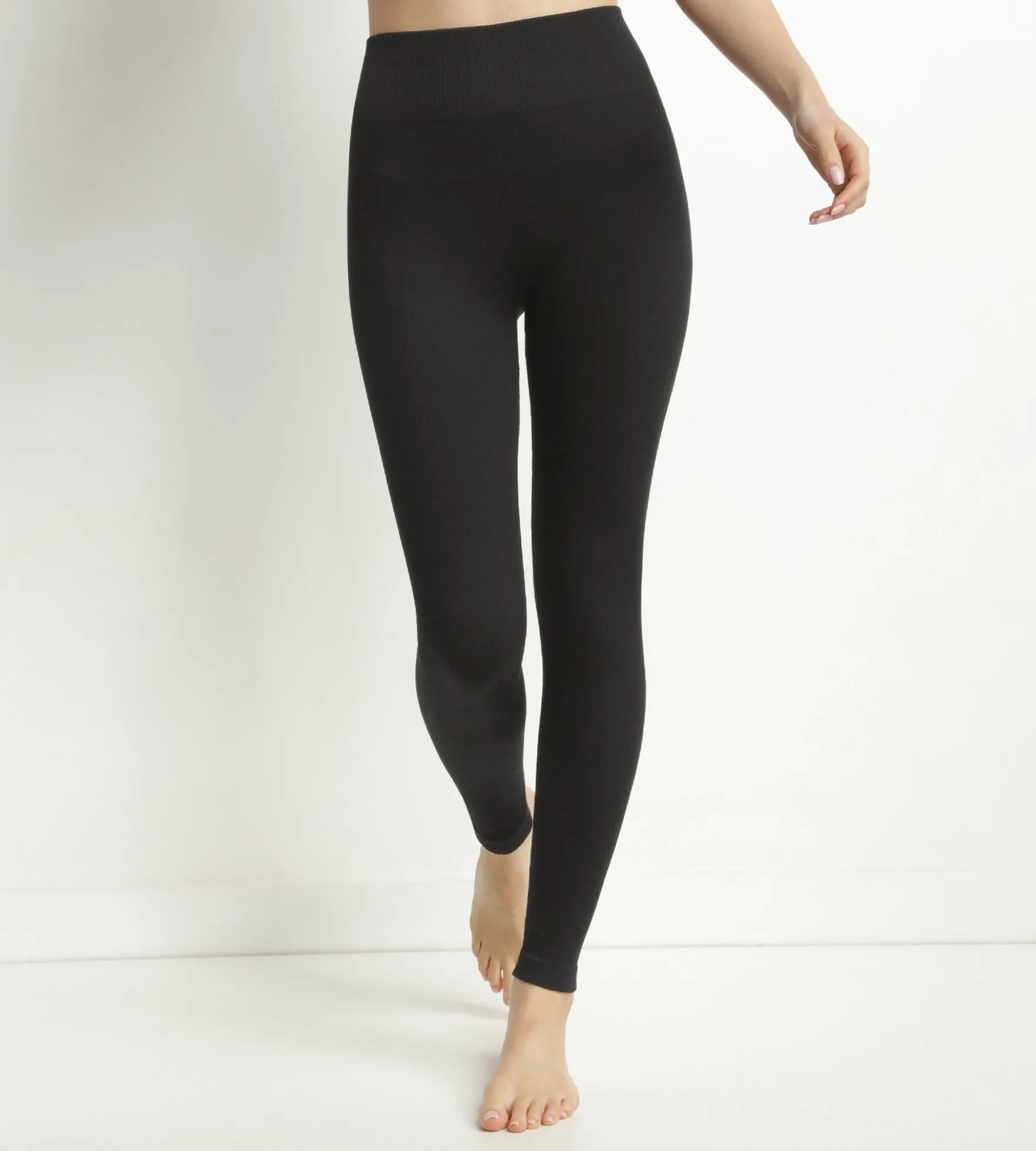 Legging femme Noir côtelé à ceinture extra large Dim Relax & Go