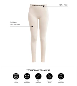 Legging femme sans couture en tissu côtelé Beige Dim Icons Seamless