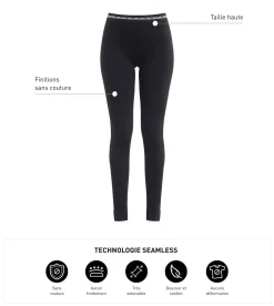 Legging femme sans couture en tissu côtelé Noir Dim Icons Seamless