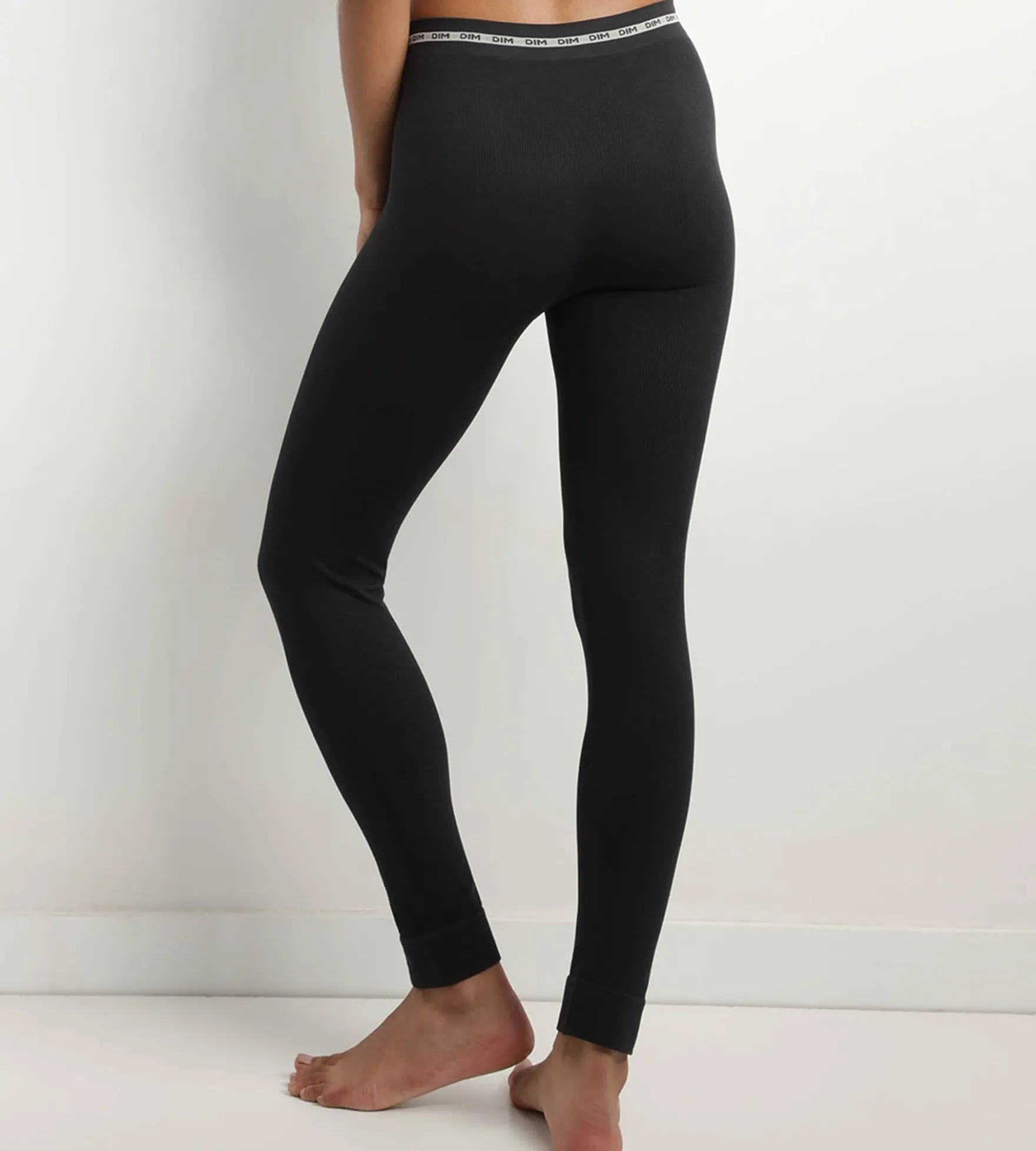Legging femme sans couture en tissu côtelé Noir Dim Icons Seamless