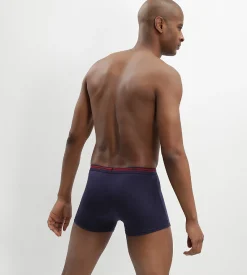 Lot de 3 boxers coton stretch Bleu Denim et Rouge Lave Daily Colors