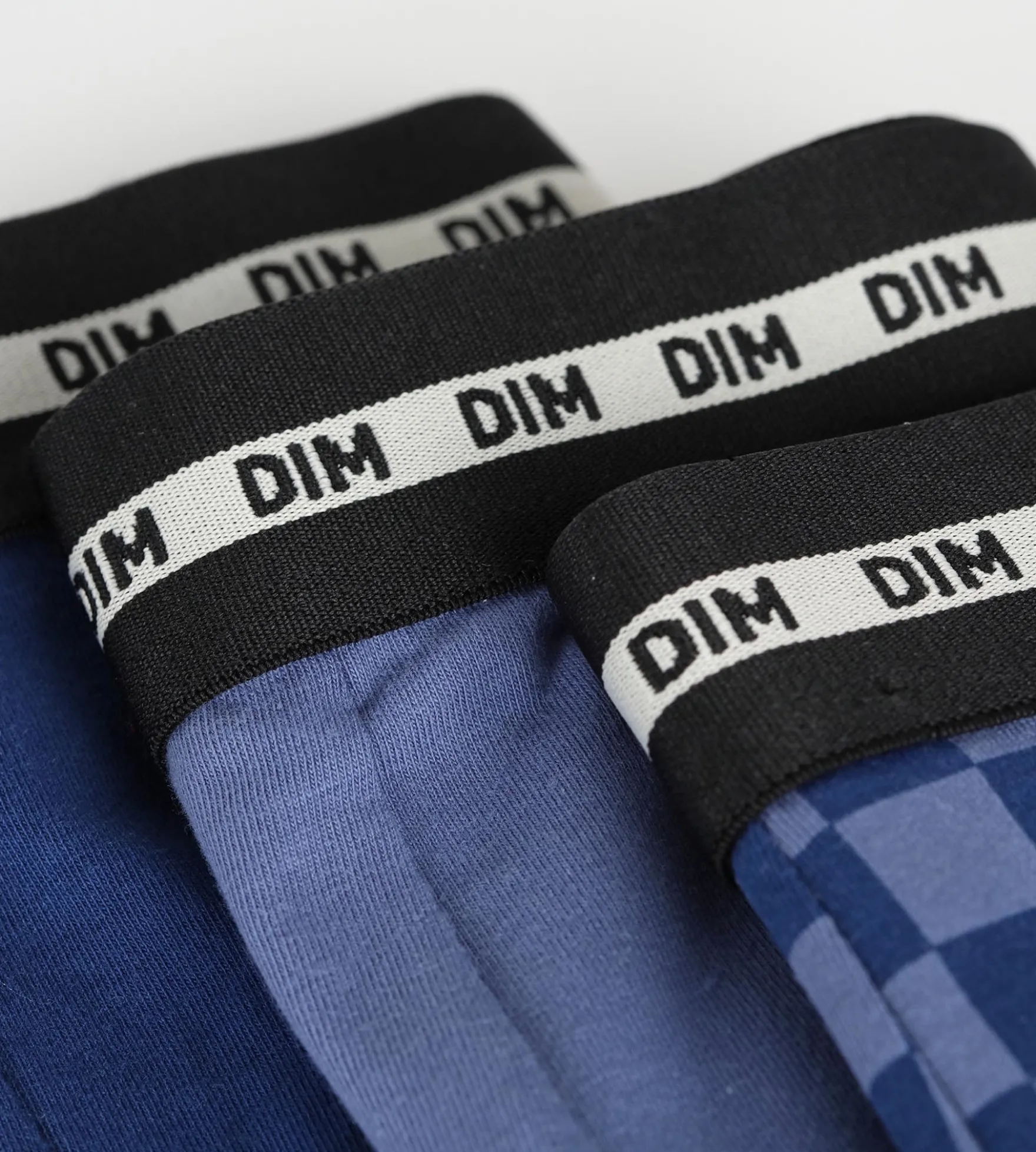 Lot de 3 boxers enfant Damier Bleu Dim Coton Stretch