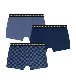 Lot de 3 boxers enfant Damier Bleu Dim Coton Stretch