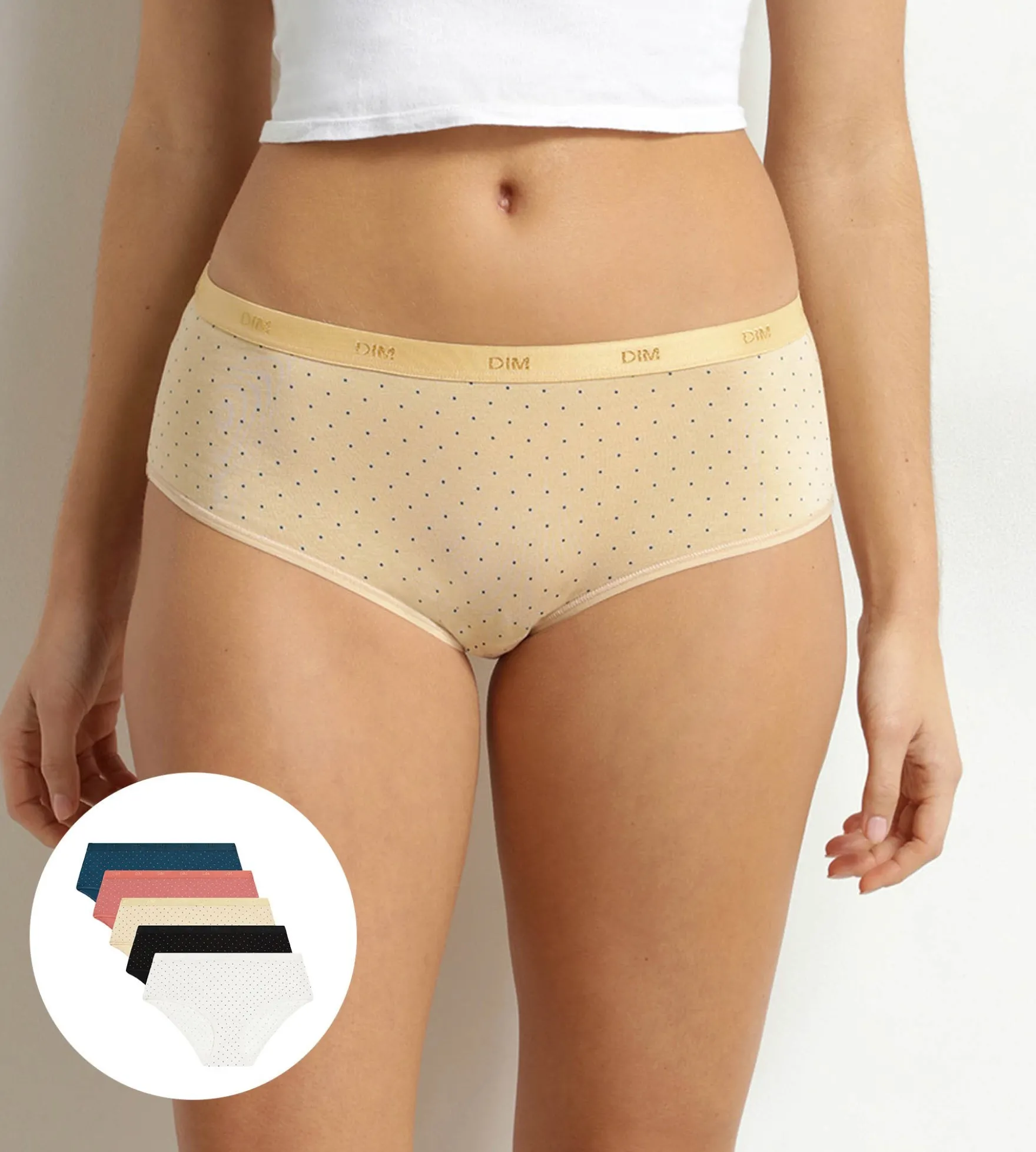 Lot de 5 boxers femme coton stretch à pois Les Pockets