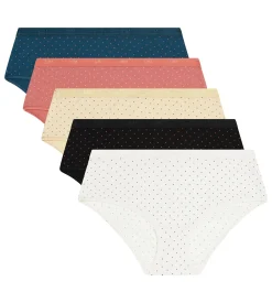Lot de 5 boxers femme coton stretch à pois Les Pockets