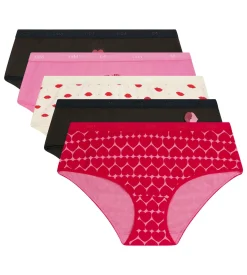 Lot de 5 boxers femme coton stretch motif cœur Les Pockets