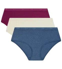 Lot de 3 boxers femme coton stretch Bleu Rouge Les Pockets Ecodim
