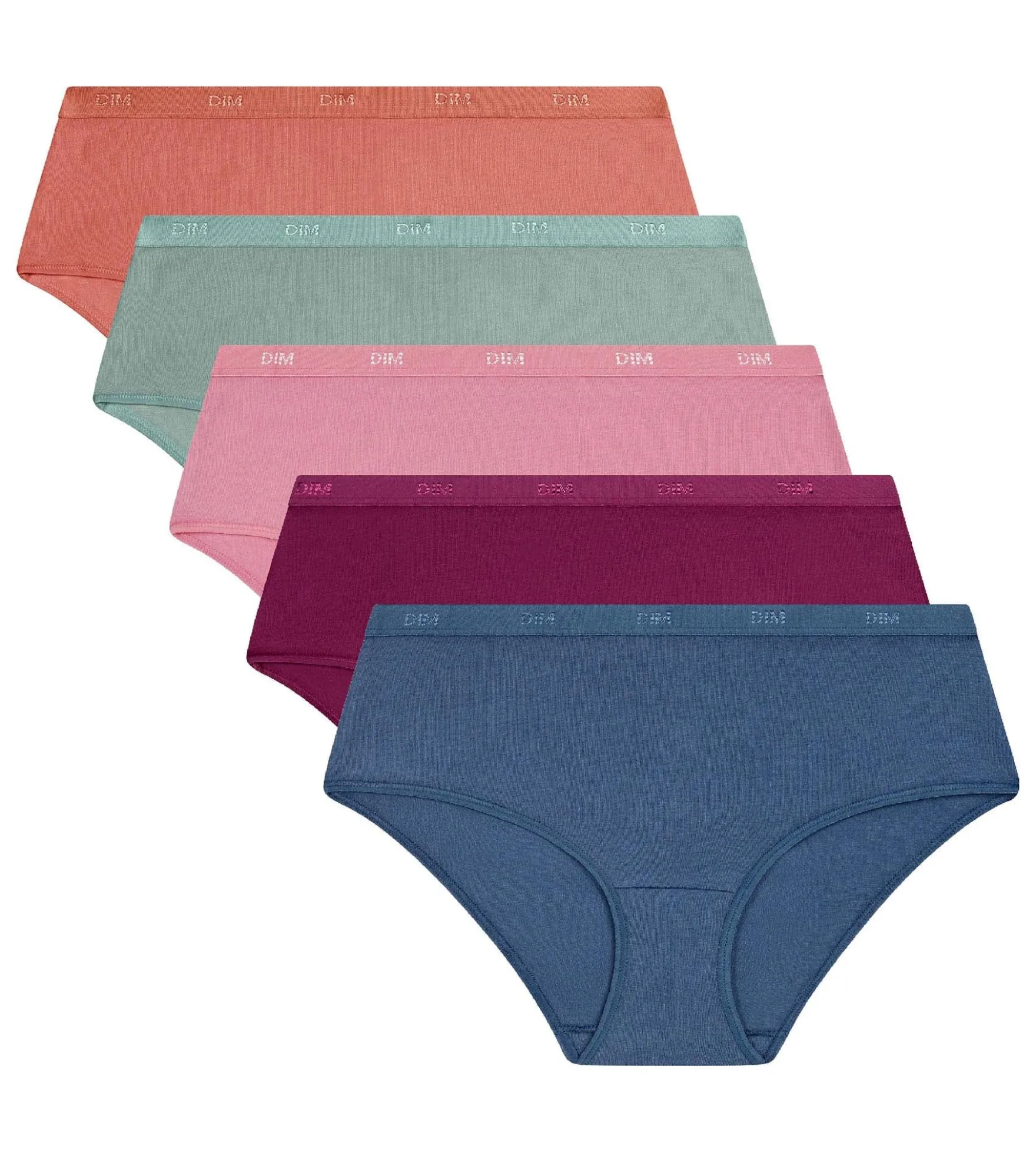 Lot de 5 boxers femme coton stretch Rose Bleu Les Pockets Ecodim