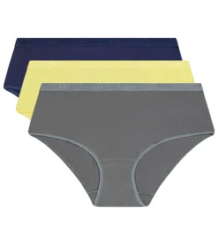 Lot de 3 boxers femme coton stretch Gris Jaune Les Pockets Ecodim
