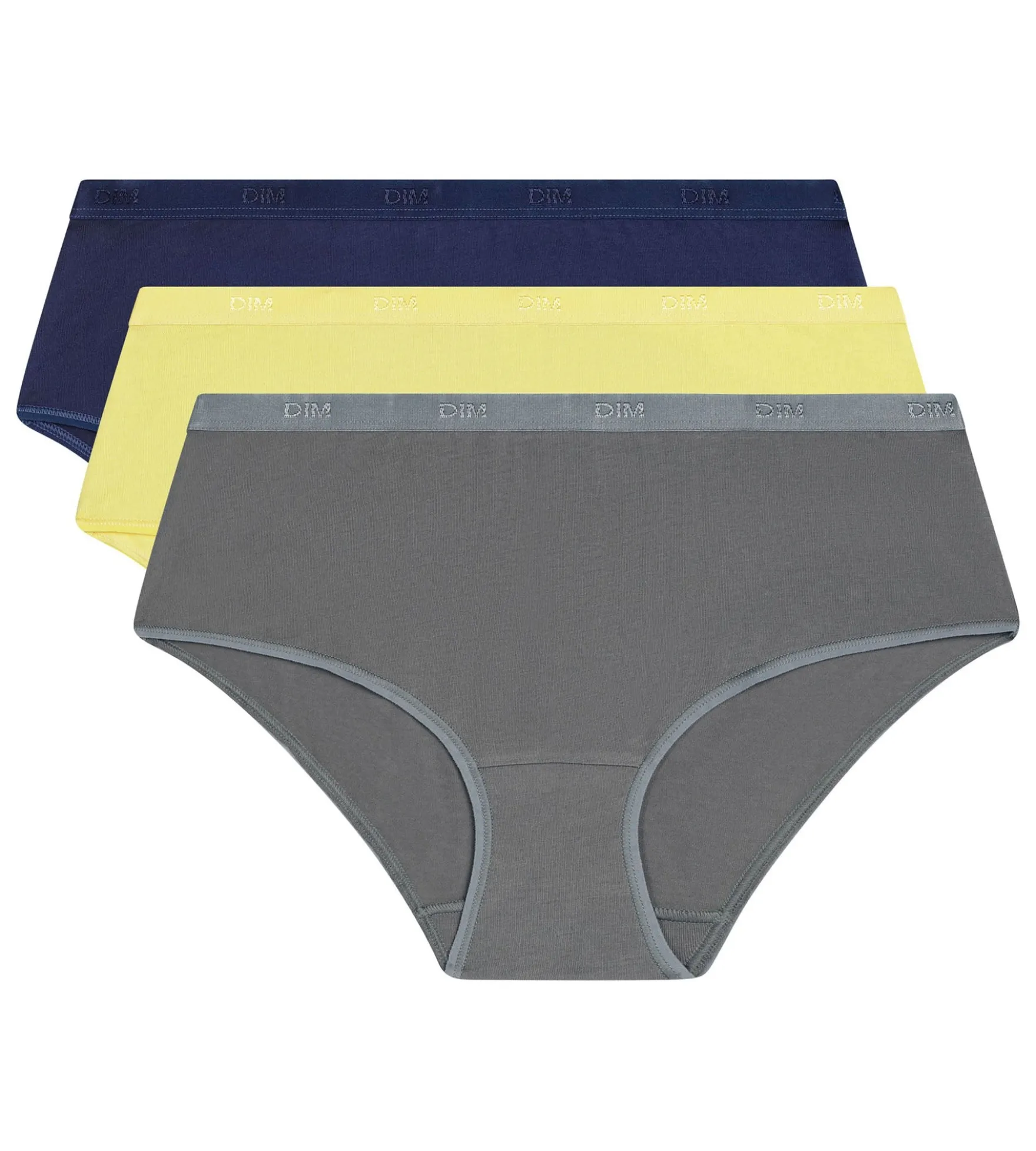 Lot de 3 boxers femme coton stretch Gris Jaune Les Pockets Ecodim