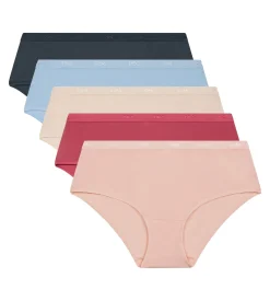 Lot de 5 boxers femme coton stretch Bleu Beige Rose Les Pockets Ecodim