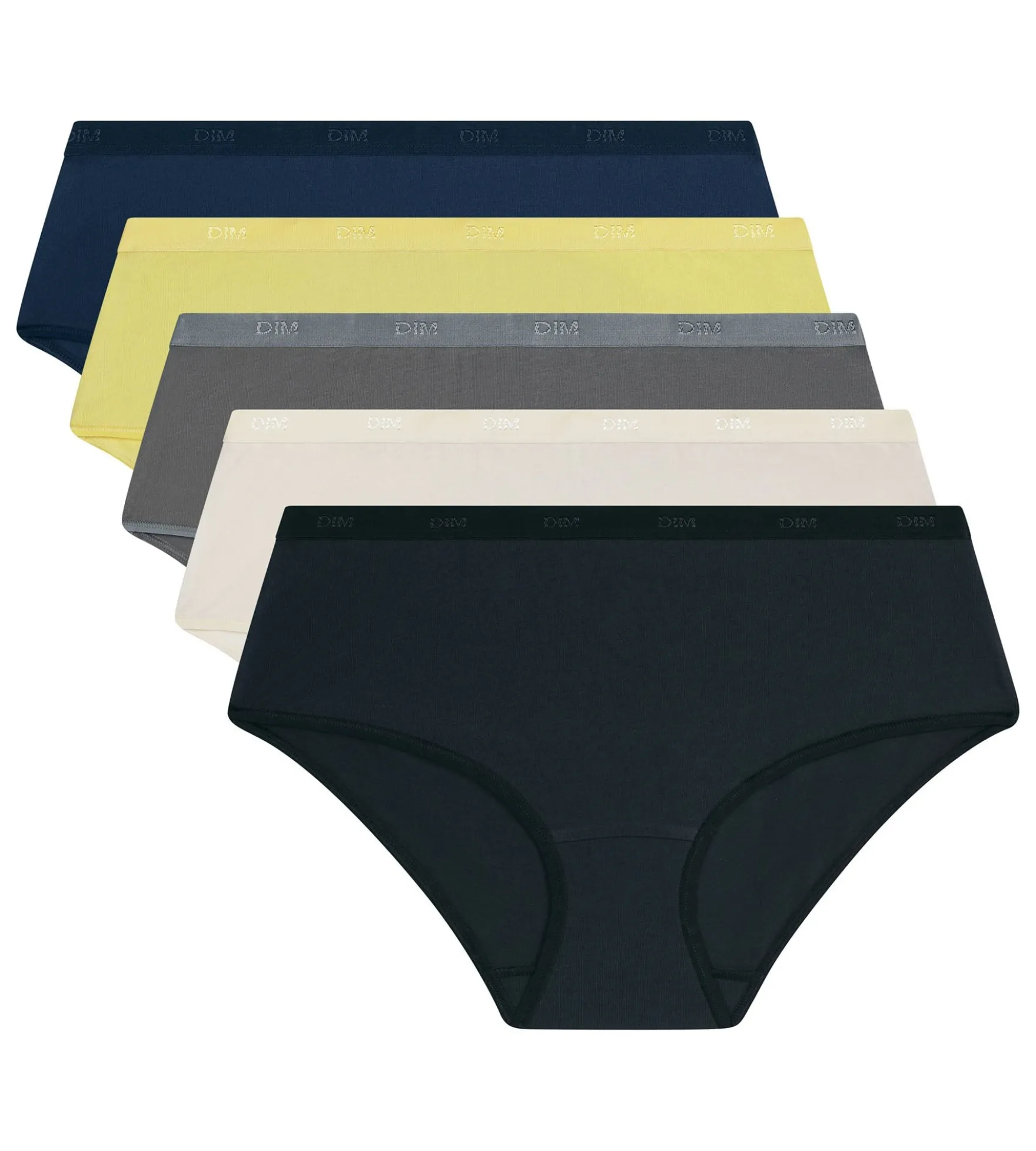 Lot de 5 boxers femme coton stretch Gris Jaune Les Pockets Ecodim