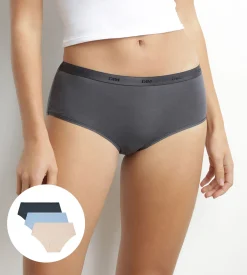 Lot de 3 boxers femme coton stretch Beige Bleu Gris Les Pockets Ecodim