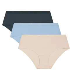 Lot de 3 boxers femme coton stretch Beige Bleu Gris Les Pockets Ecodim