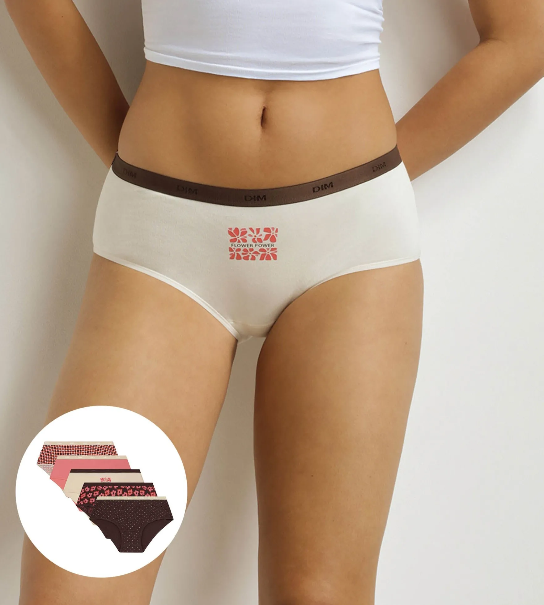 Lot de 5 boxers femme motifs rétro Rose Marron Les Pockets