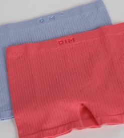 Lot de 2 boxers fille microfibre Bleu Chardon et Rose Dim Sans Couture