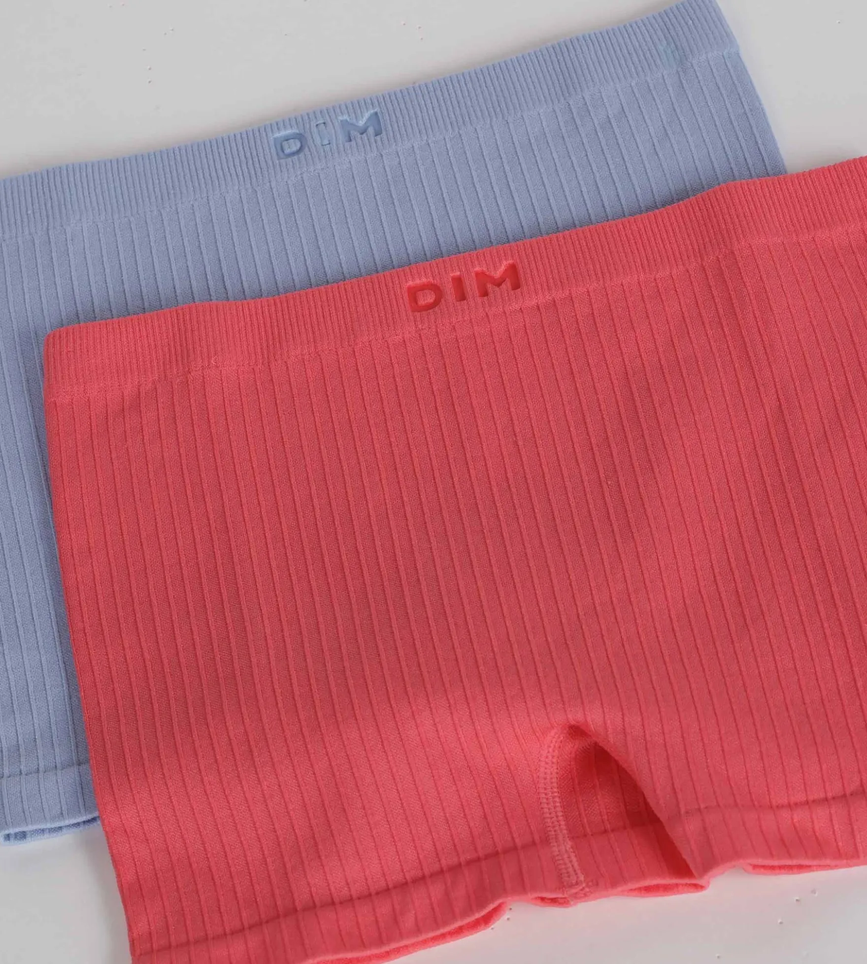 Lot de 2 boxers fille microfibre Bleu Chardon et Rose Dim Sans Couture