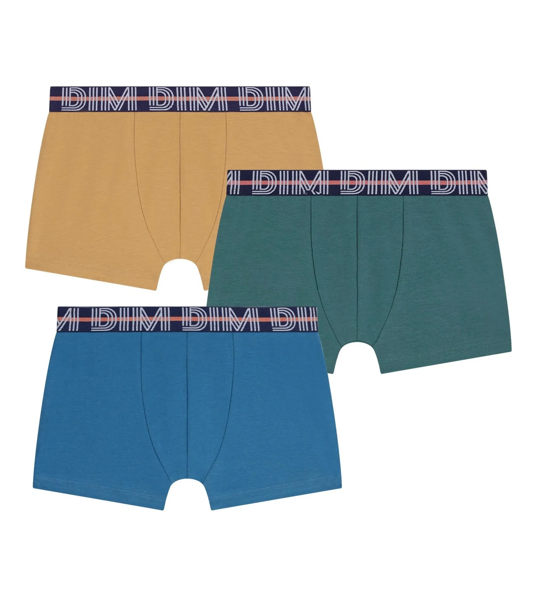 Lot de 3 boxers garçon Bleu Vert Jaune Coton Stretch Kids