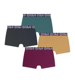 Lot de 4 boxers garçon Bordeaux Jaune Ebene Vert Coton Stretch Kids