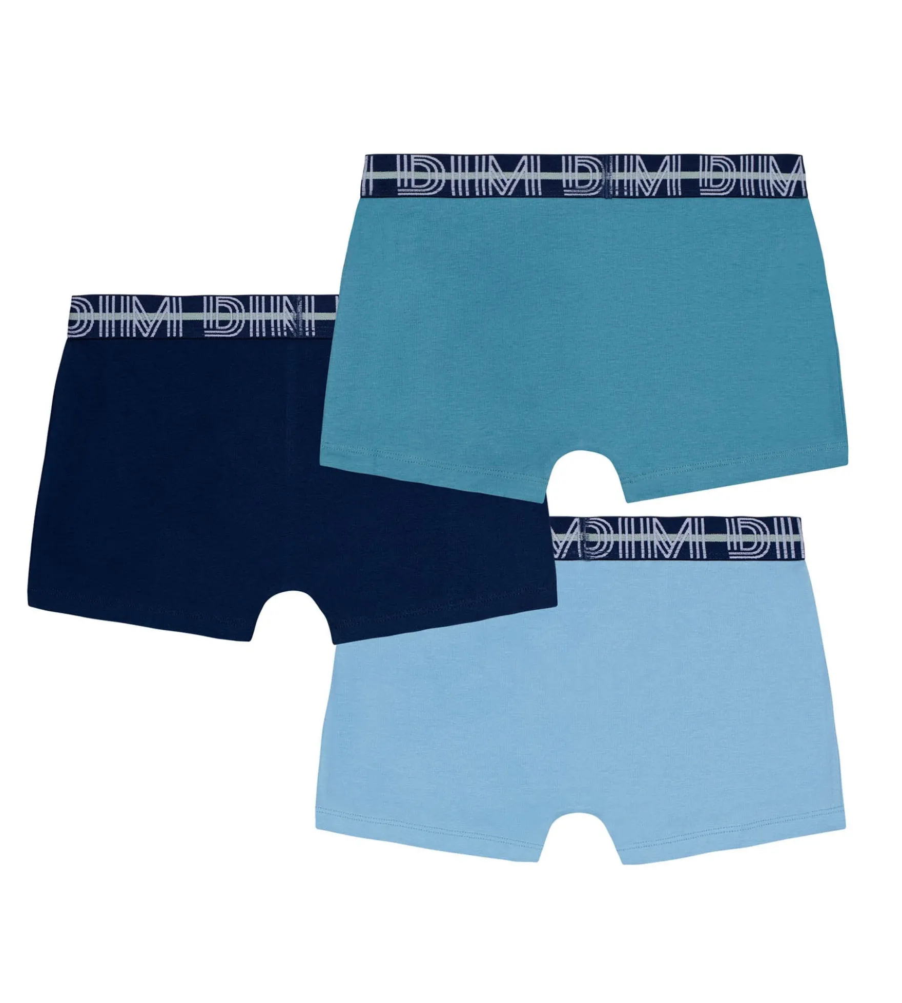 Lot de 3 boxers garçon coton stretch ceinture contrastée Adriatique EcoDim