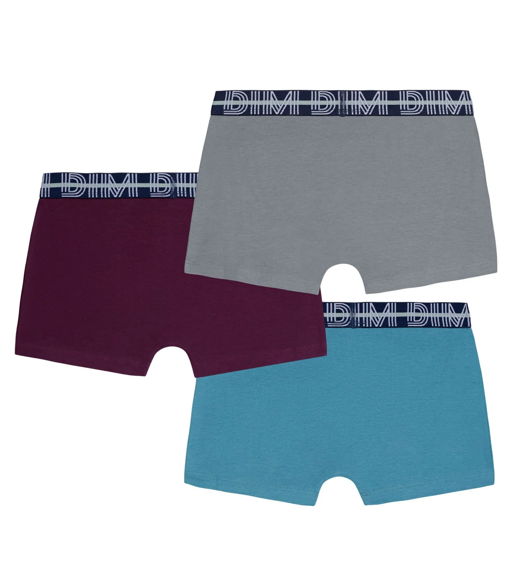 Lot de 3 boxers garçon coton stretch ceinture contrastée Carmin EcoDim