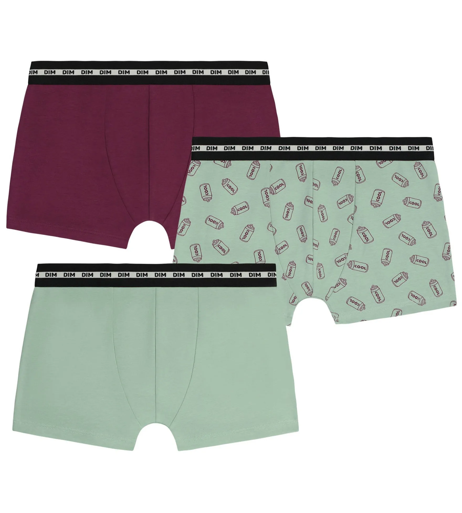 Lot de 3 boxers garçon coton stretch Cuivre à motifs EcoDim Mode