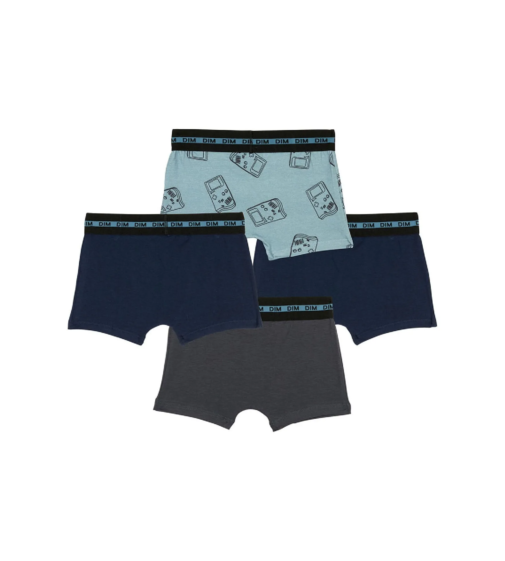 Lot de 4 boxers garçon coton stretch motif gameboy Bleu EcoDim Mode