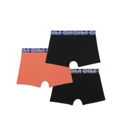 Lot de 3 boxers garçon coton stretch ceinture contrastée Orange EcoDim