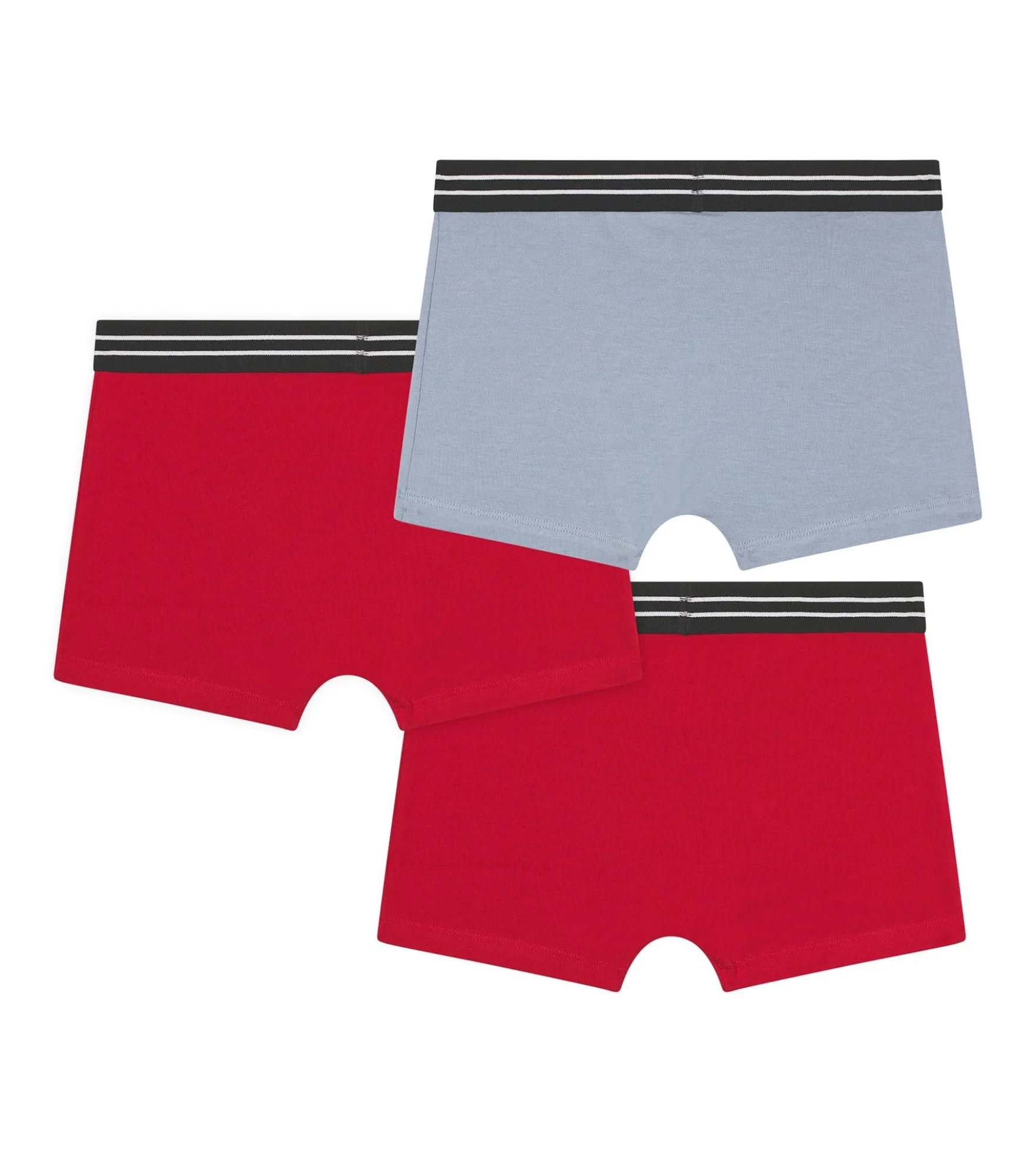 Lot de 3 boxers garçon en coton stretch Rouge Bleu Ecodim