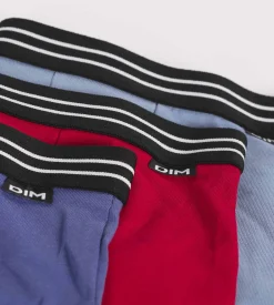 Lot de 3 boxers garçon en coton stretch Rouge Carmin Bleu Ecodim