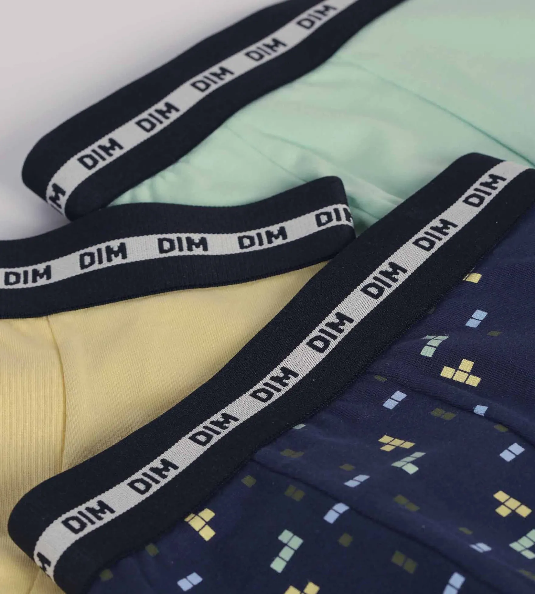 Lot de 3 boxers garçon motif pixel Bleu Jaune Coton Stretch Fashion